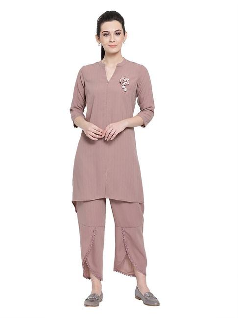 office-&-you-rose-pink-embellished-asymmetrical-tunic