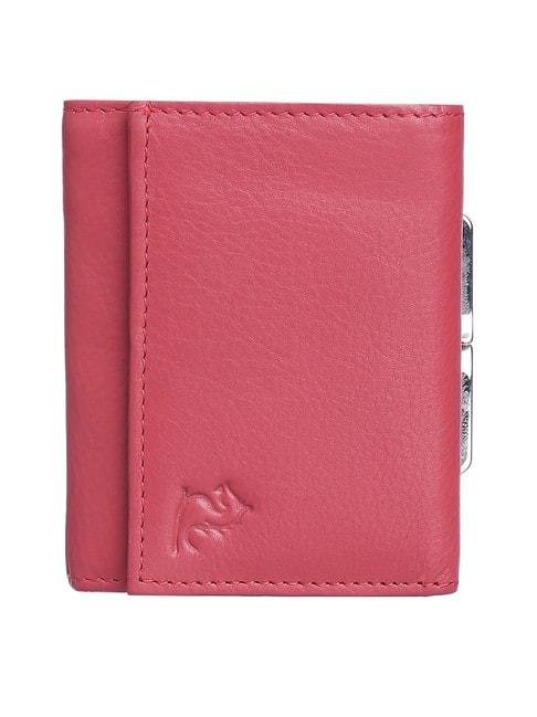 kara-coral-pink-solid-tri-fold-wallet-for-women