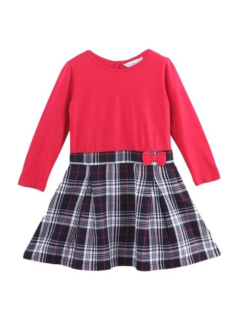 beebay-kids-red-cotton-plaid-pattern-dress
