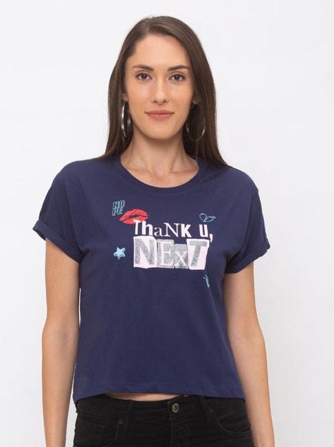 globus-navy-printed-t-shirt
