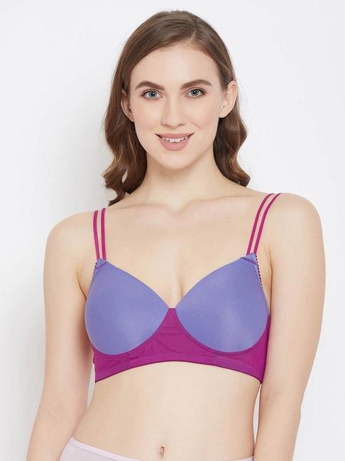 clovia-blue-&-purple-non-wired-padded-t-shirt-bra