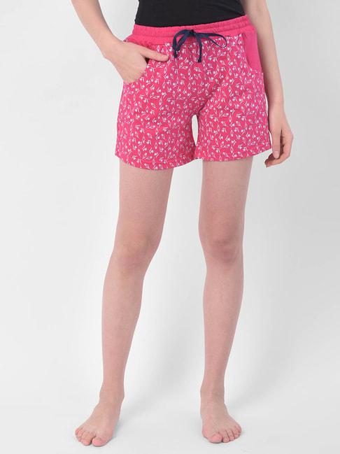 clovia-pink-floral-print-shorts