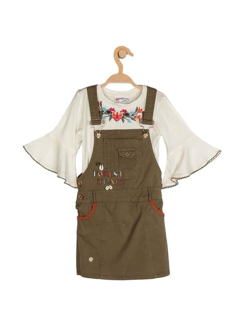 peppermint-kids-olive-green-printed-dungaree-&-top