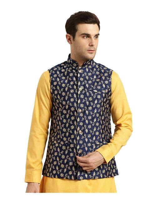 sojanya-navy-&-gold-embroidered-nehru-jacket