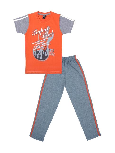 todd-n-teen-kids-rust-cotton-graphic-print-t-shirt-&-pants