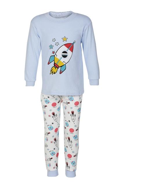passion-petals-kids-blue-&-white-printed-t-shirt-with-pajamas