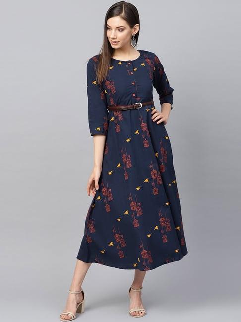yufta-navy-cotton-printed-a-line-dress