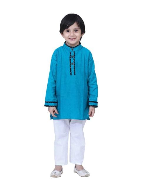 bownbee-kids-teal-blue-regular-fit-kurta-&-pajamas