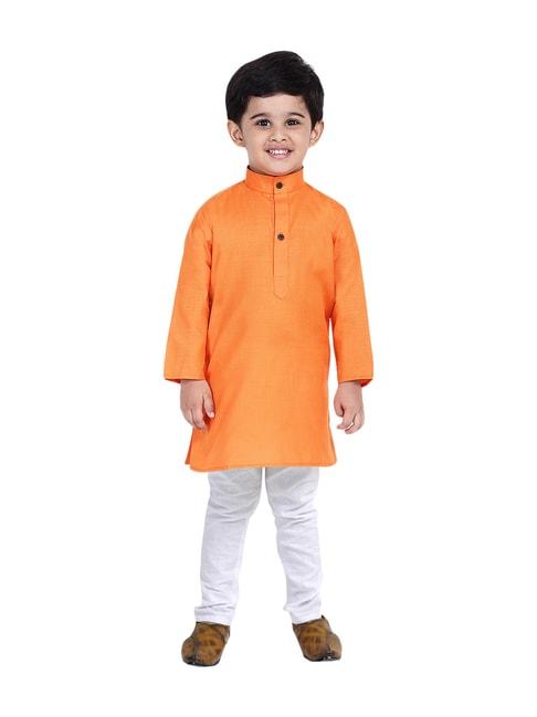 bownbee-kids-orange-cotton-kurta-&-pajamas