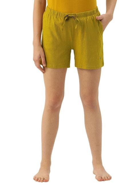 enamor-mustard-cotton-shorts