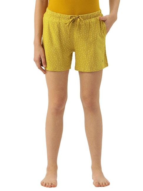 enamor-ditsy-mustard-printed-shorts