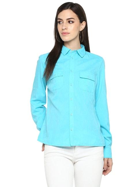 aditi-wasan-blue-regular-fit-shirt