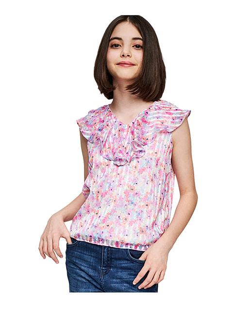 and-girl-kids-pink-floral-print-top