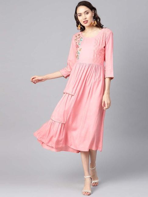 yufta-pink-embroidered-a-line-dress