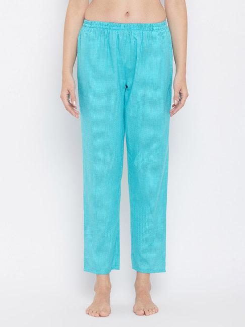 clovia-blue-checks-pyjamas-with-knotted-hairband