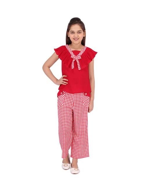 cutecumber-kids-red-&-white-checks-top-with-pants