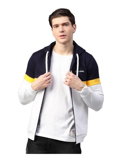 spykar-navy-&-white-hooded-sweatshirt