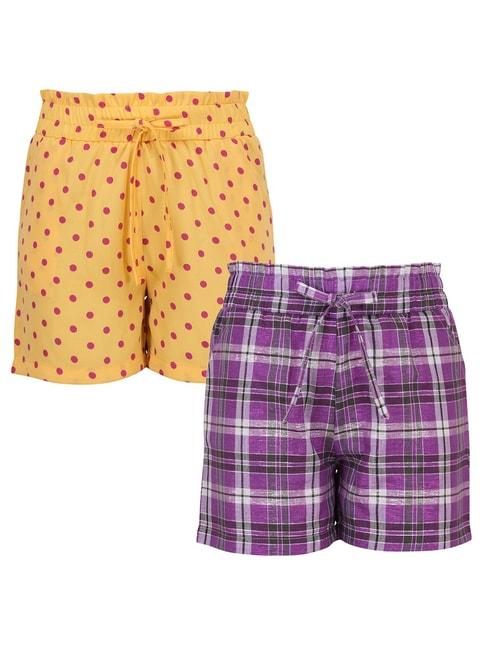 cutecumber-kids-yellow-&-purple-printed-shorts