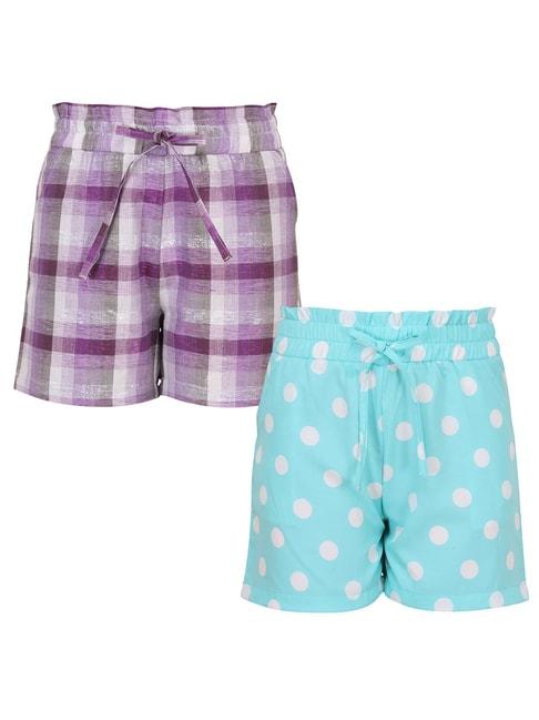 cutecumber-kids-purple-&-blue-printed-shorts