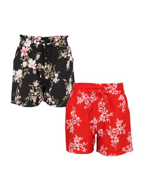 cutecumber-kids-black-&-red-printed--shorts-(pack-of-2)