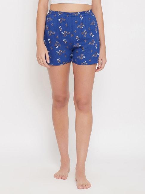 clovia-blue-floral-print-shorts