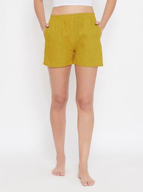 clovia-yellow-textured-shorts