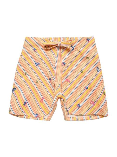 elle-kids-yellow-cotton-printed-shorts