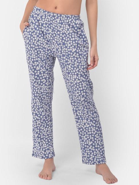clovia-blue-floral-print-pyjamas