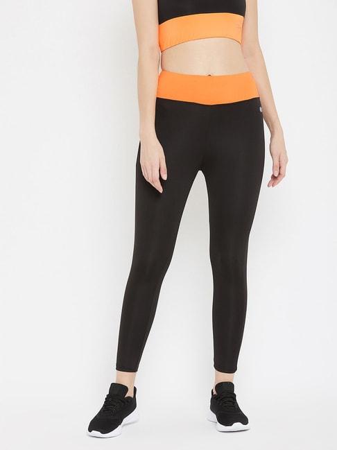 clovia-orange-&-black-slim-fit-tights