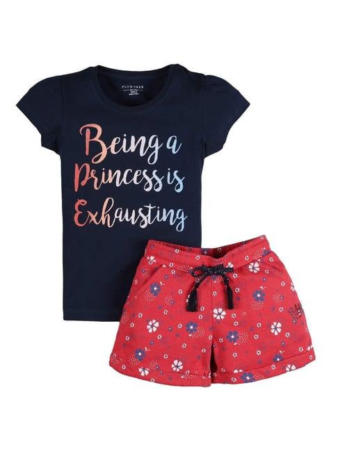 plum-tree-kids-red-&-black-printed-top-with-shorts