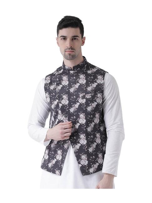 tabard-black-sleeveless-printed-nehru-jacket