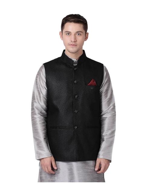 tabard-black-sleeveless-solid-nehru-jacket