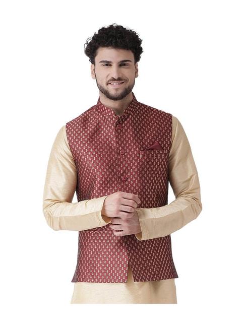 tabard-maroon-regular-fit-sleeveless-nehru-jacket