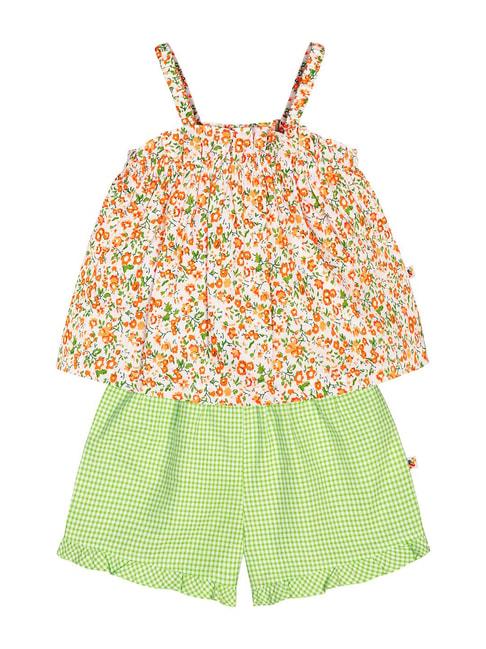 budding-bees-kids-orange-&-green-floral-print-top-with-shorts