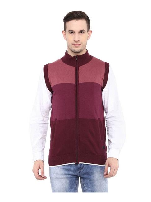 red-chief-light-maroon-colour-block-sweater