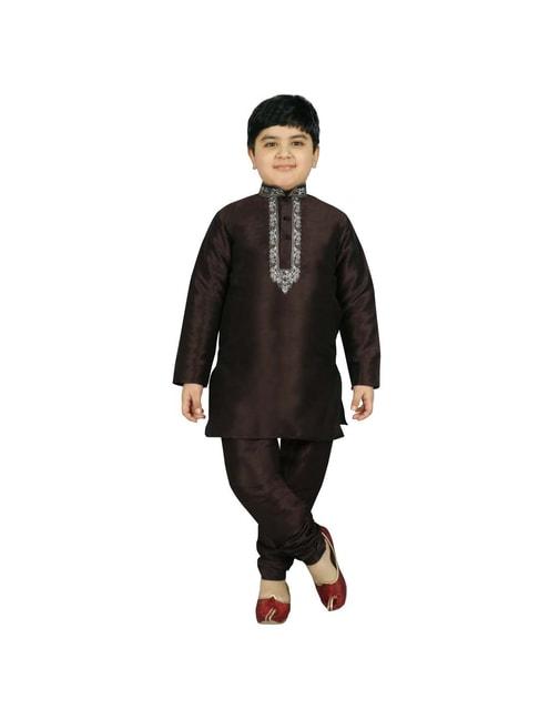 sg-yuvraj-kids-brown-embroidered-kurta-with-pyjama