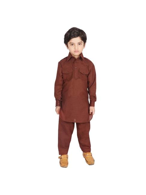 sg-yuvraj-kids-brown-solid-kurta-with-pyjama