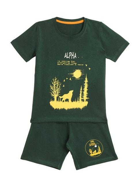 kids-craft-bottle-green-cotton-printed-t-shirt-&-shorts