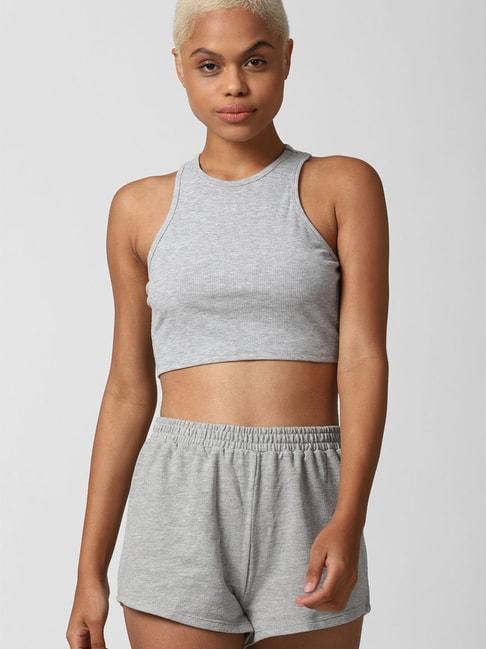 forever-21-grey-textured-crop-top-with-shorts-set
