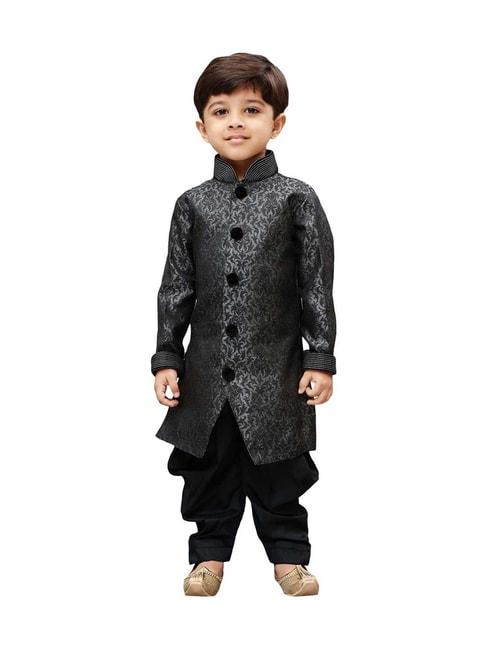 vastramay-kids-grey-embroidered-sherwani-set