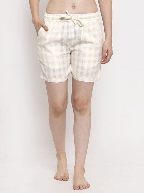 secret-wish-white-&-beige-checks-shorts