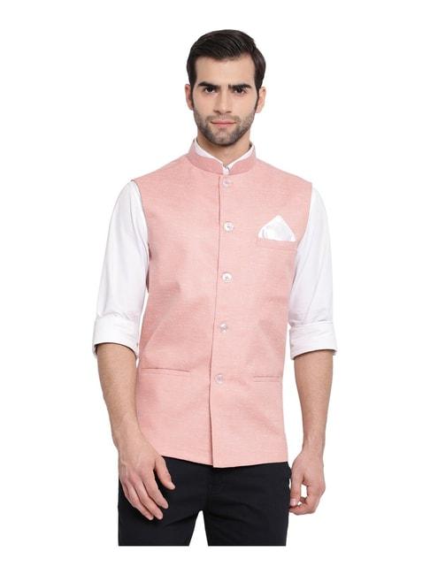 vastramay-blush-pink-cotton-straight-fit-nehru-jacket