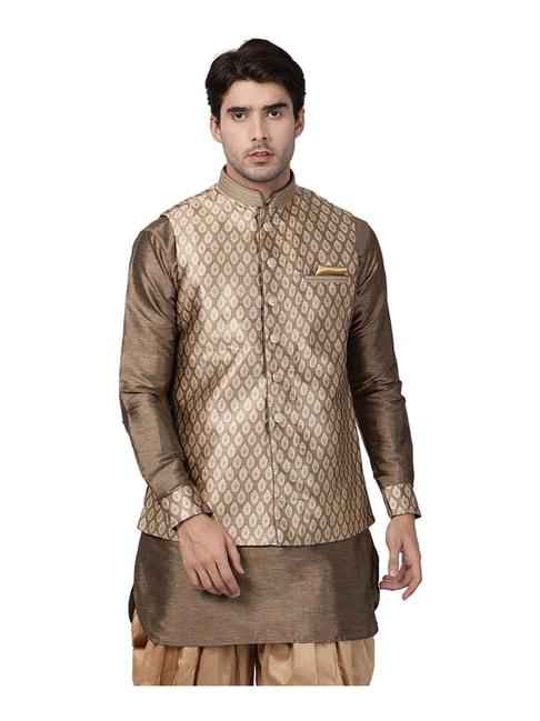 vastramay-beige-straight-fit-self-pattern-nehru-jacket