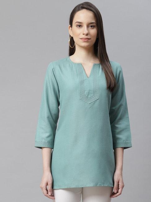 cottinfab-green-regular-fit-cotton-tunic