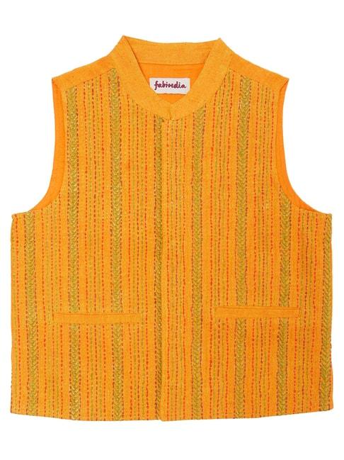 fabindia-kids-yellow-embroidery-waist-coat