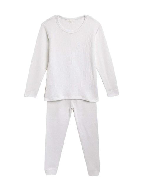 kanvin-kids-white-regular-fit-thermal-top-&-pants-set