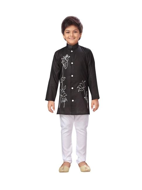 ahhaaaa-kids-black-&-white-printed-kurta-with-pyjamas