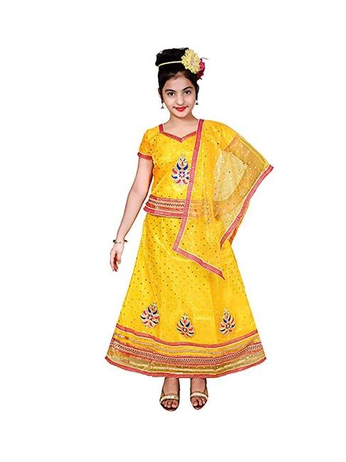 ahhaaaa-kids-yellow-embroidered-choli,-lehenga-with-dupatta