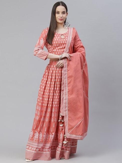 divena-pink-cotton-printed-lehenga-choli-set-with-dupatta