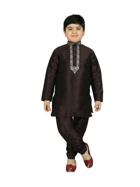 sg-yuvraj-kids-brown-embroidered-kurta-with-churidars